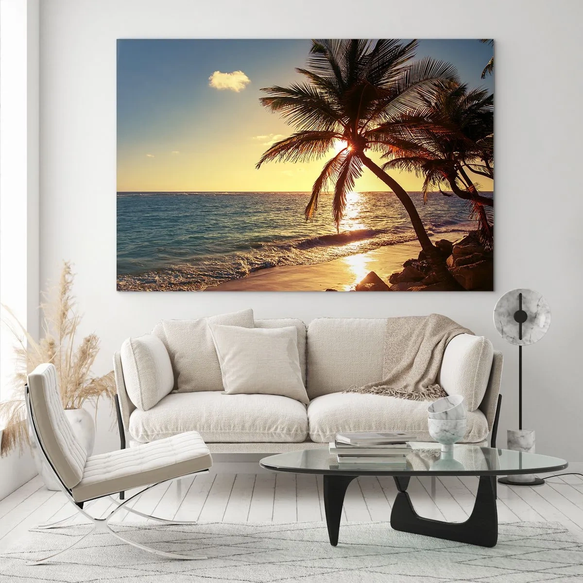 Schilderen op glas - Zomer onder de palmbomen - 120x80 cm