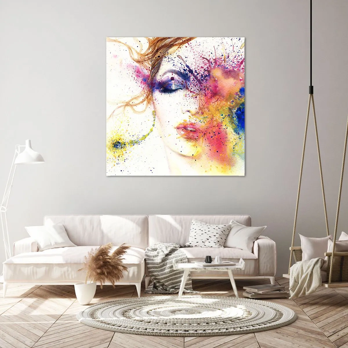 Schilderen op canvas - Regenboogduizeligheid - 30x30 cm
