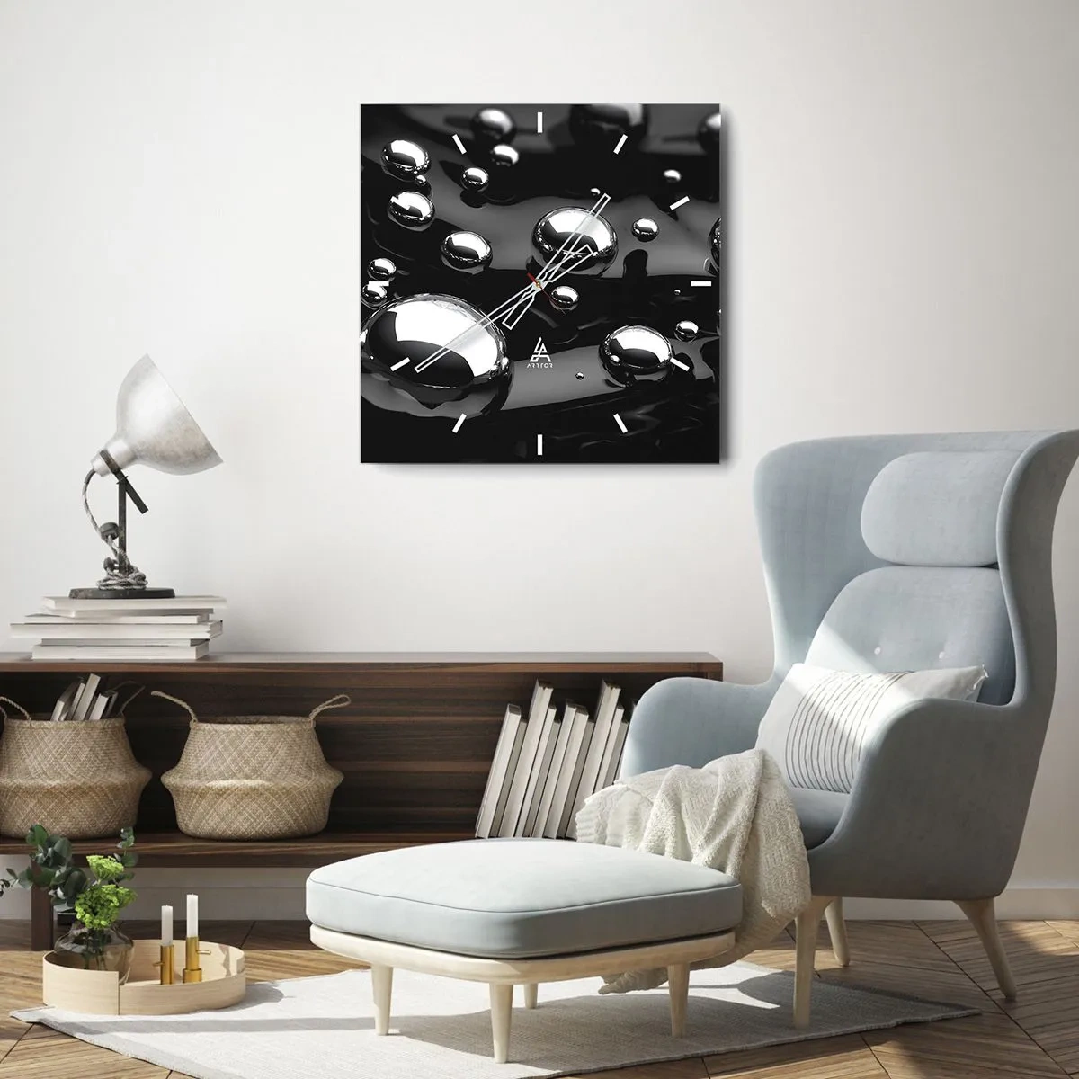 Wandklok - Klok - Uit het zwarte water - 30x30 cm