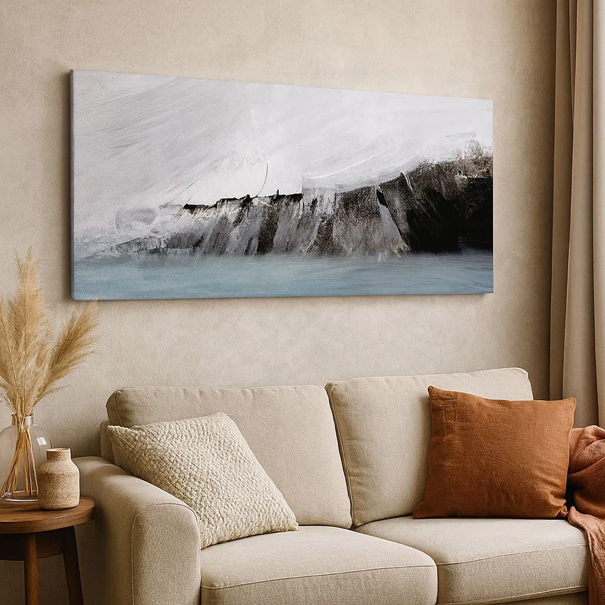 Schilderen op canvas - Water – aarde: botsing der elementen - 100x40 cm