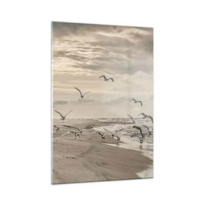 Schilderen op glas - Het geluid van de zee, het zingen van vogels - 50x70 cm