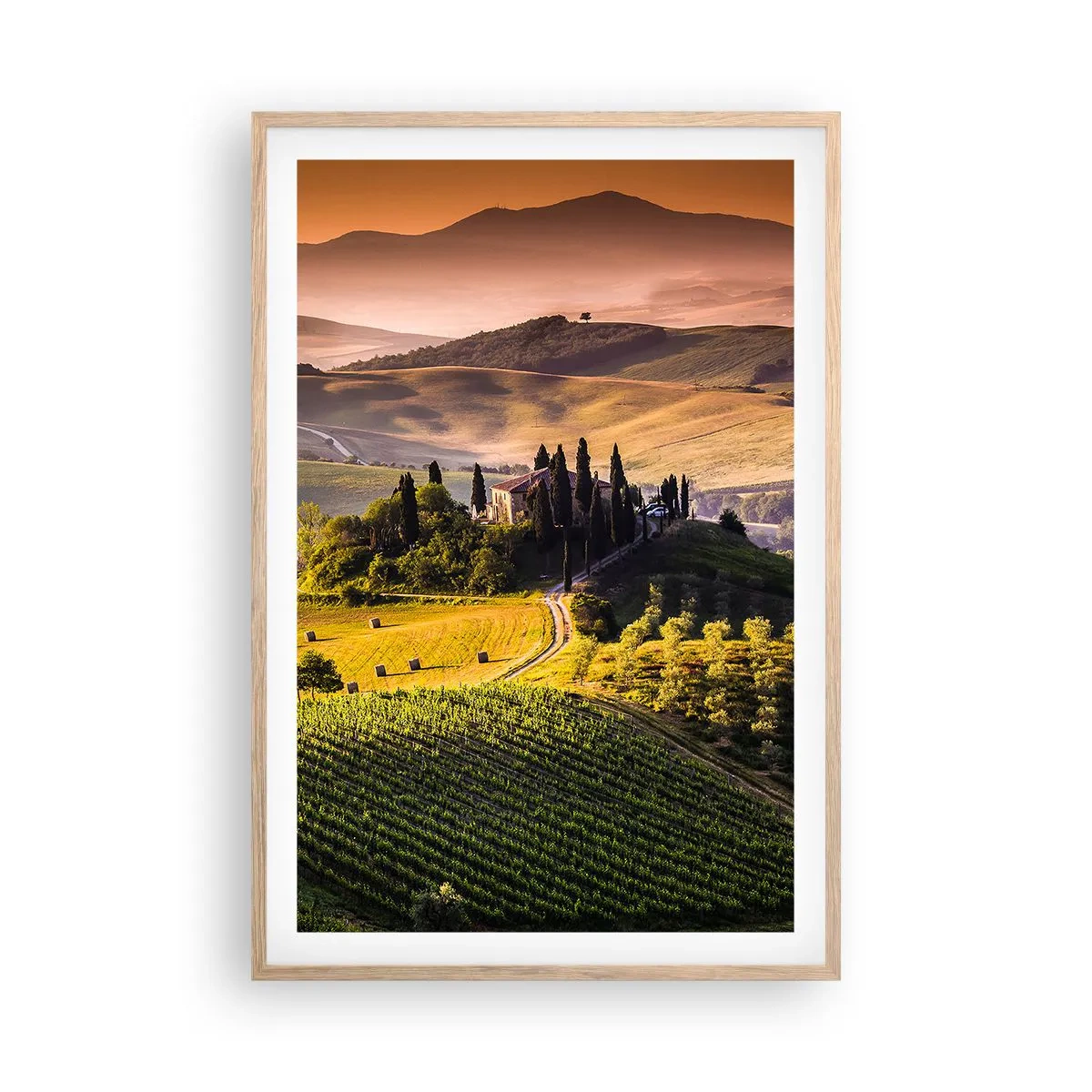 Een poster in een licht eiken lijst - Arcadia - het Toscaanse landschap - 61x91 cm