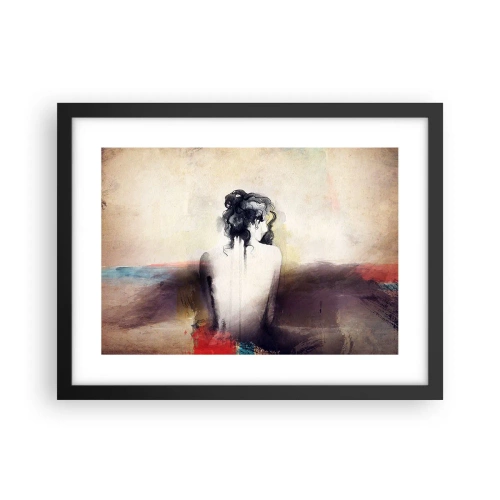 Poster in een zwarte lijst - Vloeiende lijnen, ovale vormen - 40x30 cm