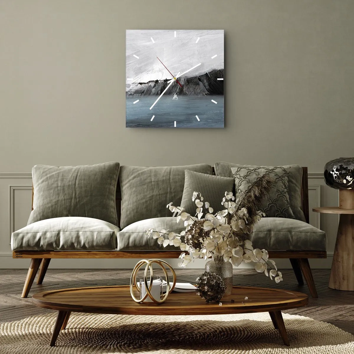 Wandklok - Klok - Water – aarde: botsing der elementen - 30x30 cm