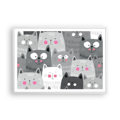 Poster in een witte lijst - De wereld van de kat - 100x70 cm