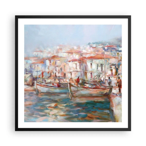 Poster in een zwarte lijst - Pastel vakantie - 60x60 cm