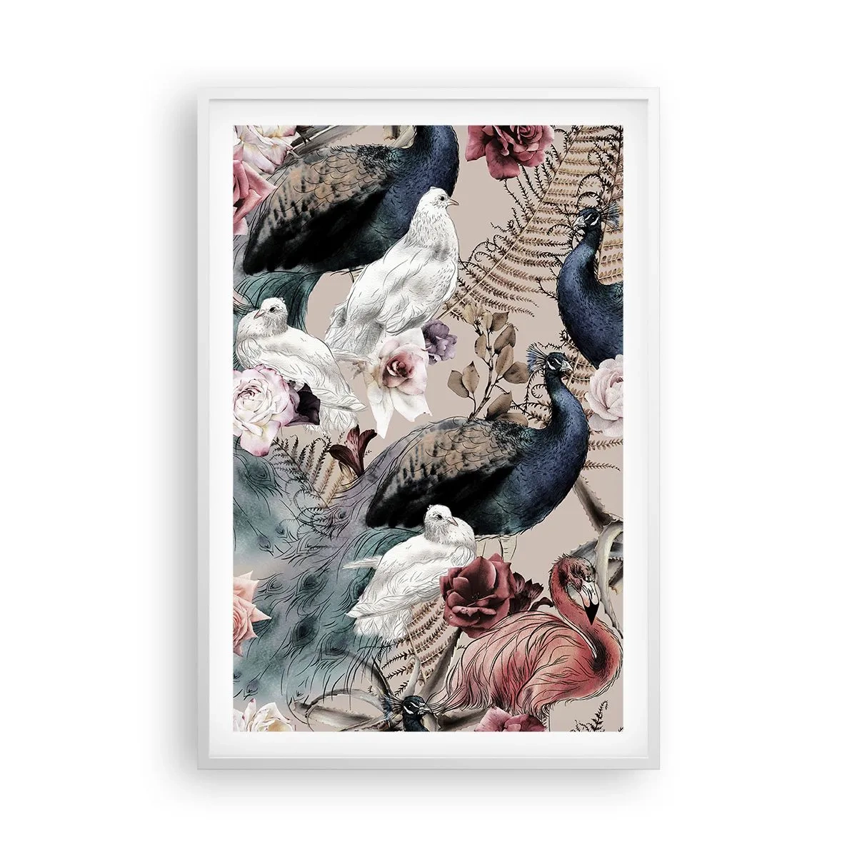 Poster in een witte lijst - In de paleistuin - 61x91 cm