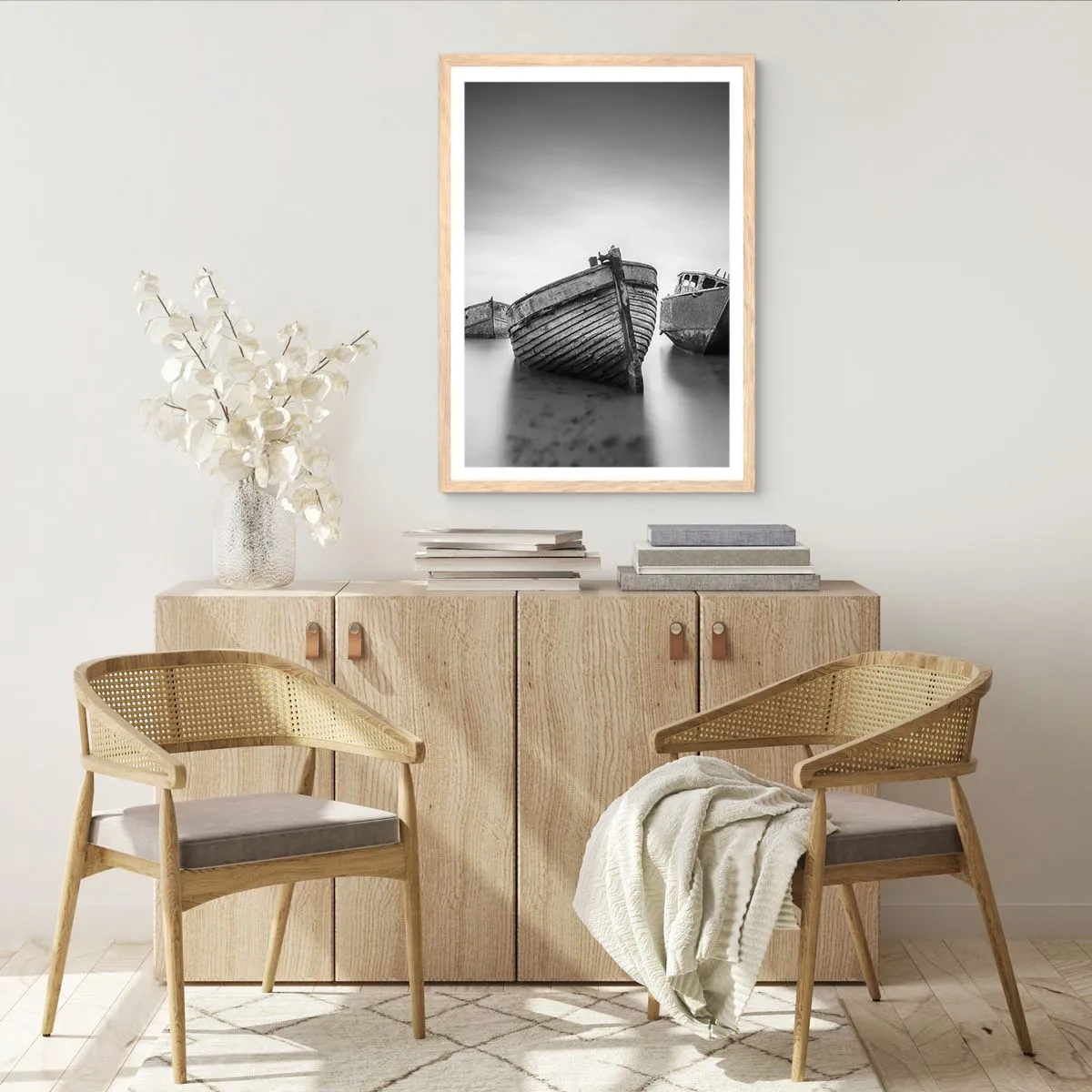 Een poster in een licht eiken lijst - Alleen herinneringen ... - 30x40 cm