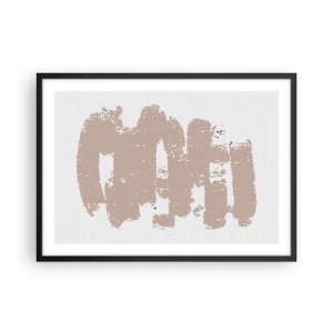 Poster in een zwarte lijst - Abstractie in zachtroze - 70x50 cm