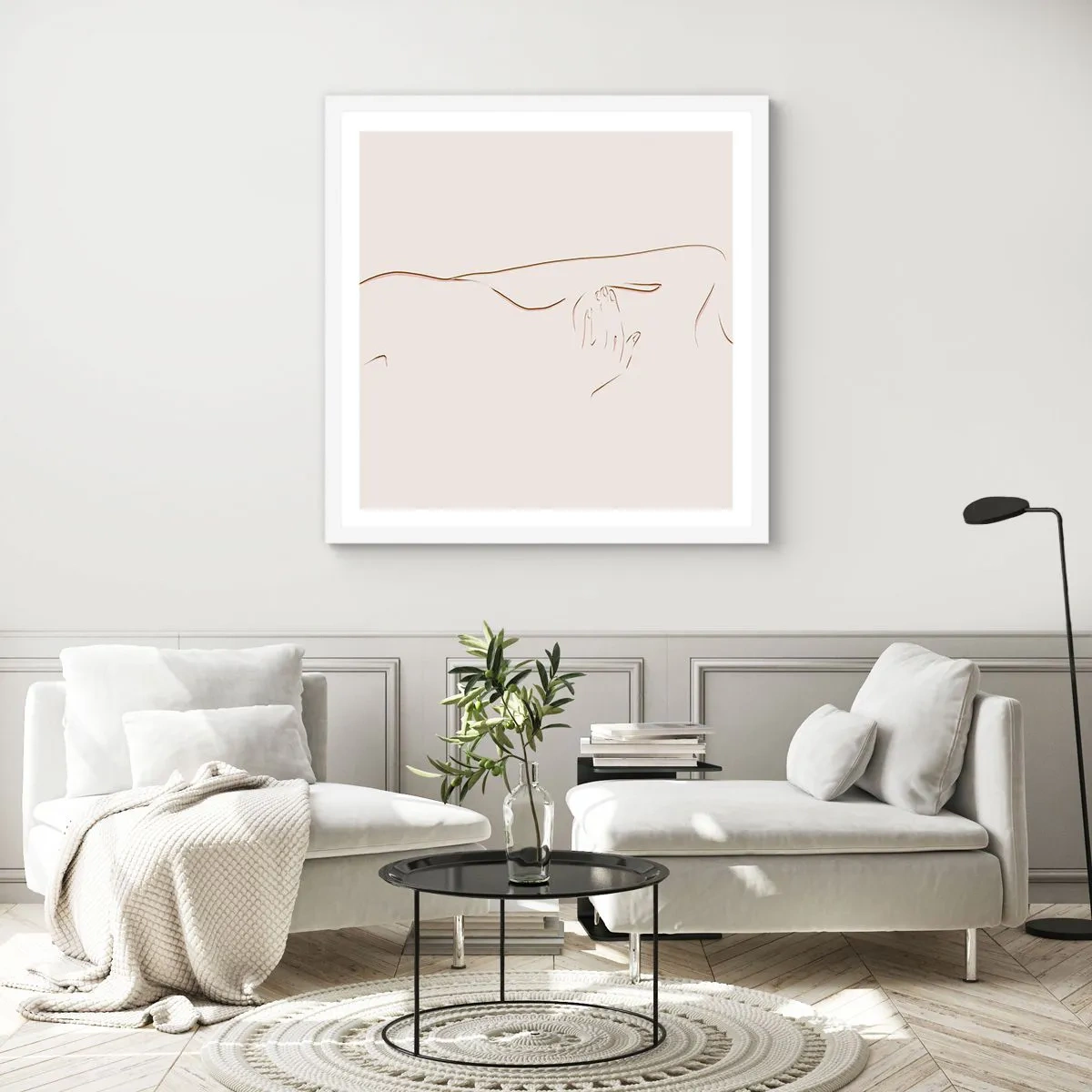 Poster in een witte lijst - De vorm van verlangen - 60x60 cm