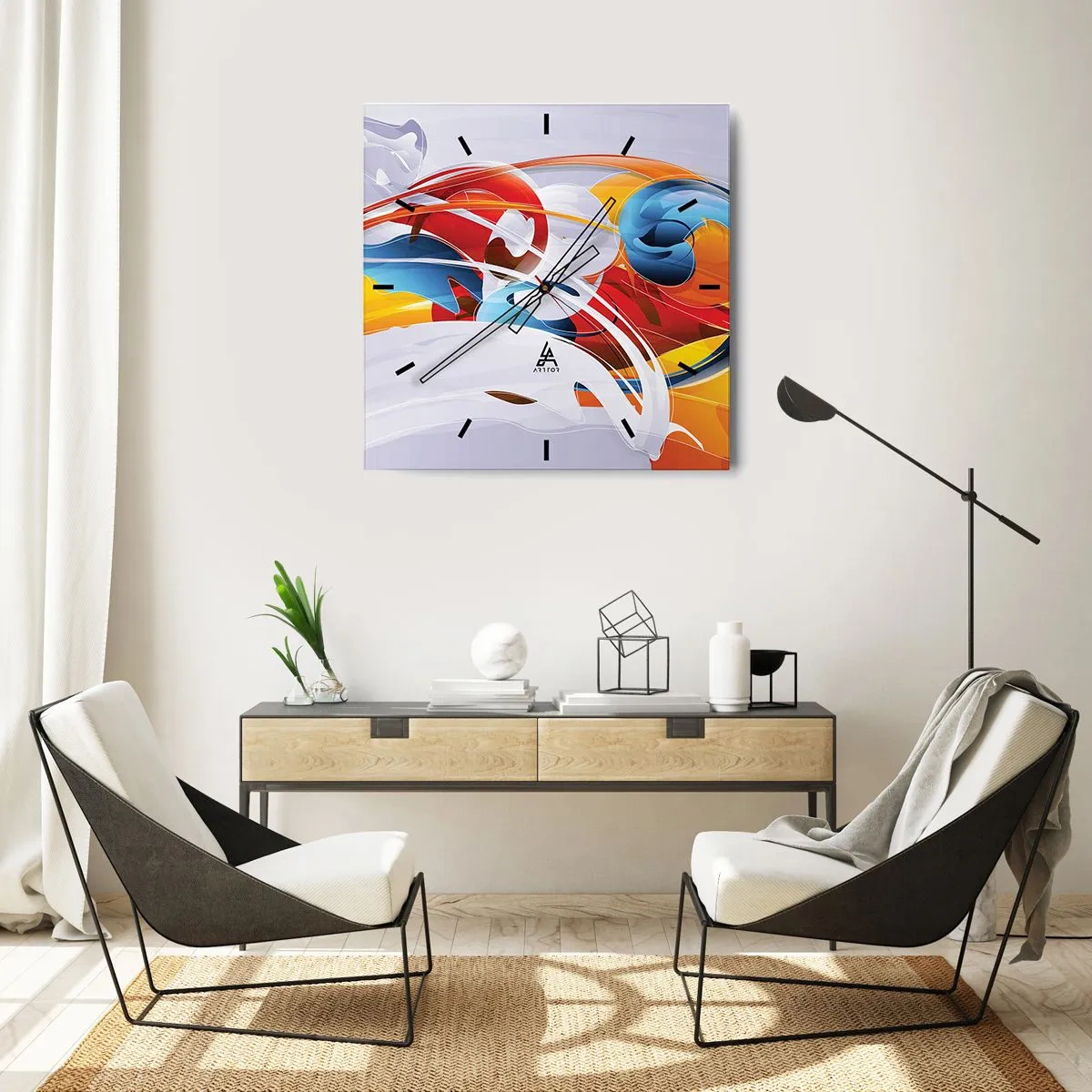 Wandklok - Klok - De dans van de elementen - 30x30 cm
