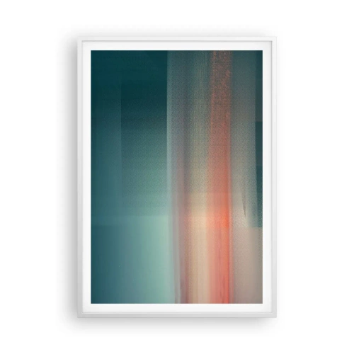 Poster in een witte lijst - Abstractie: golven van licht - 70x100 cm