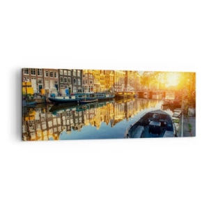 Schilderen op canvas - Ochtend in Amsterdam - 140x50 cm