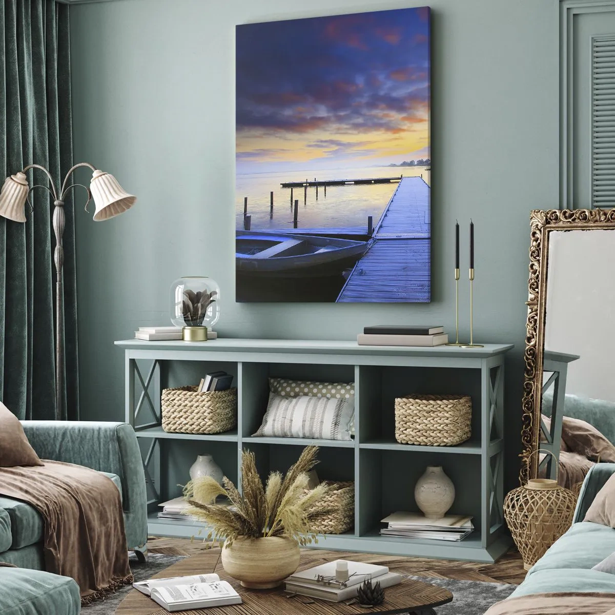Schilderen op canvas - Violet-gouden kalmte - 45x80 cm
