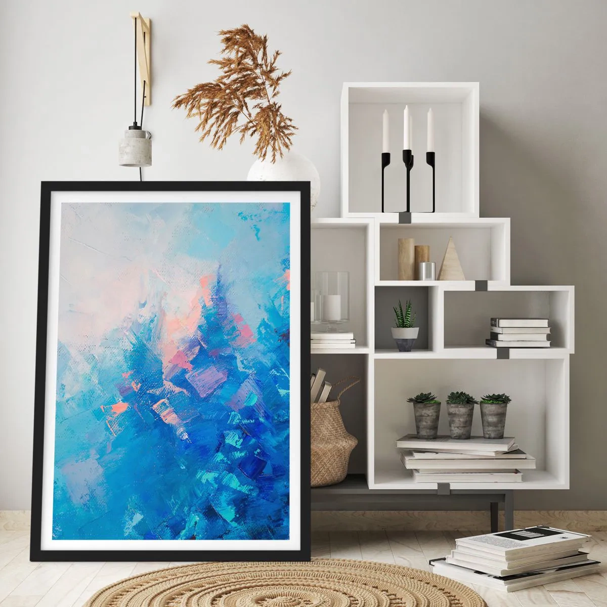 Poster in een zwarte lijst - Winter abstractie - 70x100 cm
