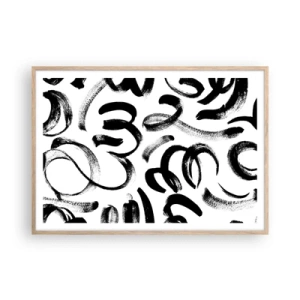 Een poster in een licht eiken lijst - Zwart op wit - 100x70 cm