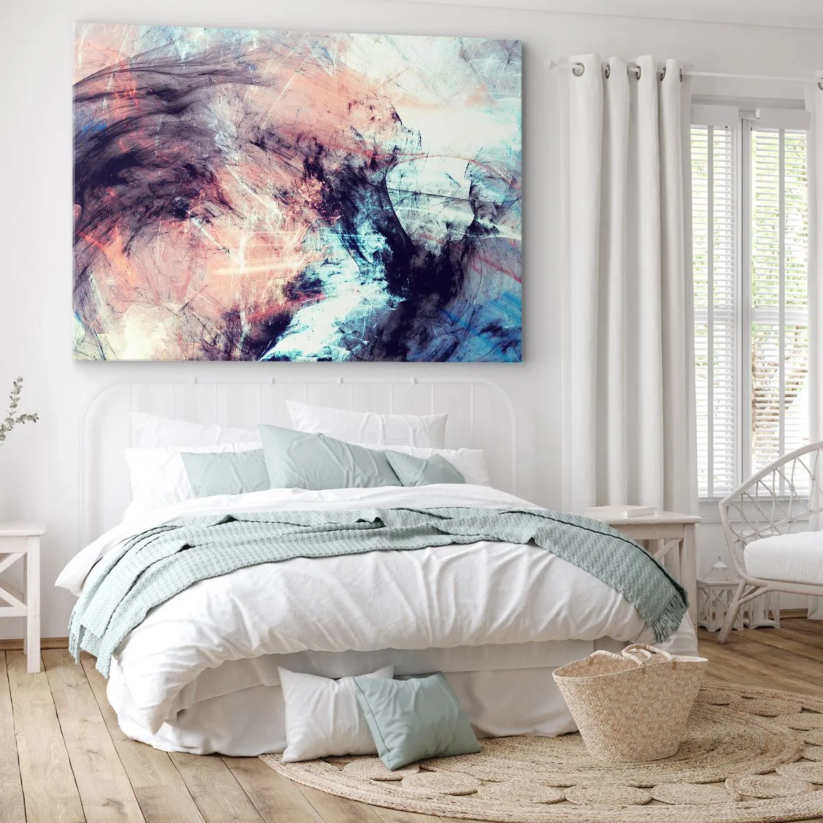 Schilderen op canvas - Abstracte compositie in pastel- en donkere tinten - 70x50cm - Voel de wind - Moderne wanddecoratie voor woonkamer en slaapkamer ARTTOR