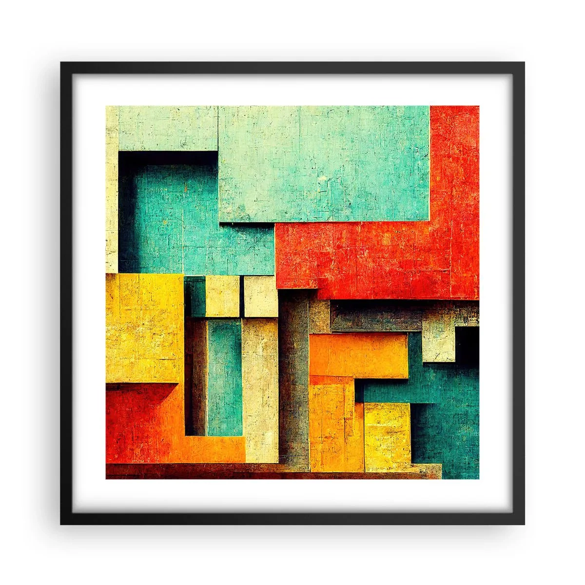 Poster in een zwarte lijst - Festival van rechte hoeken - 50x50 cm