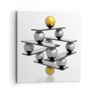 Schilderen op canvas - Goud-zilver balans - 70x70 cm