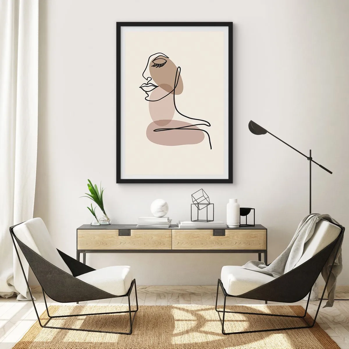 Poster in een zwarte lijst - Luisteren naar zichzelf - 61x91 cm