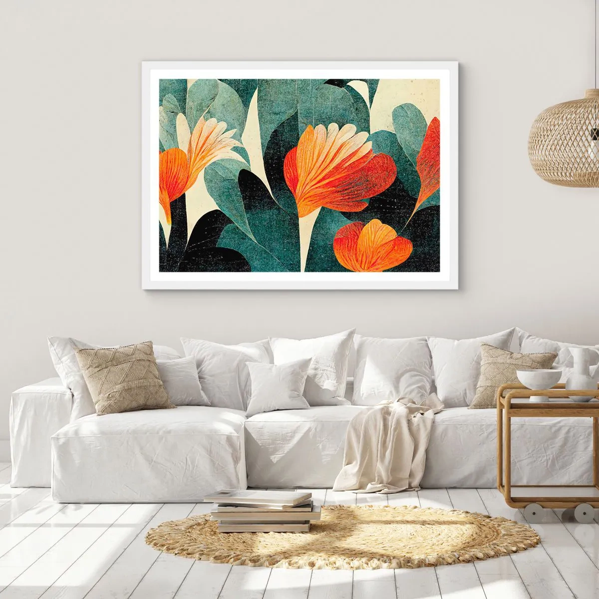 Poster in een witte lijst - De hitte van de tropen en de koelte van het groen - 91x61 cm
