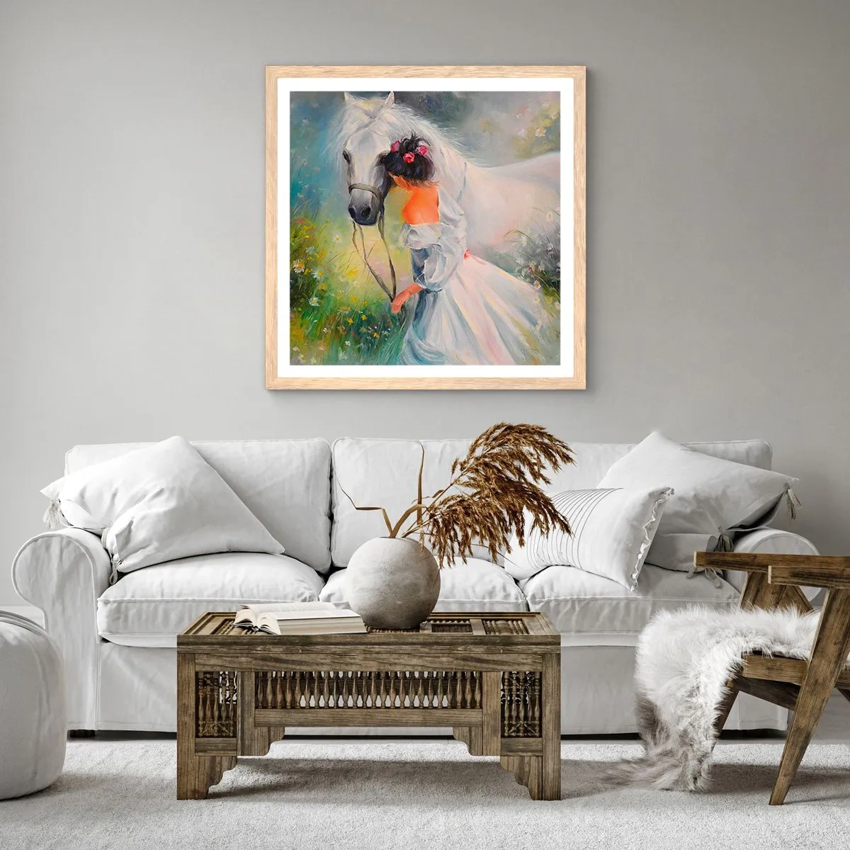 Een poster in een licht eiken lijst - Als uit een mooie droom - 50x50 cm