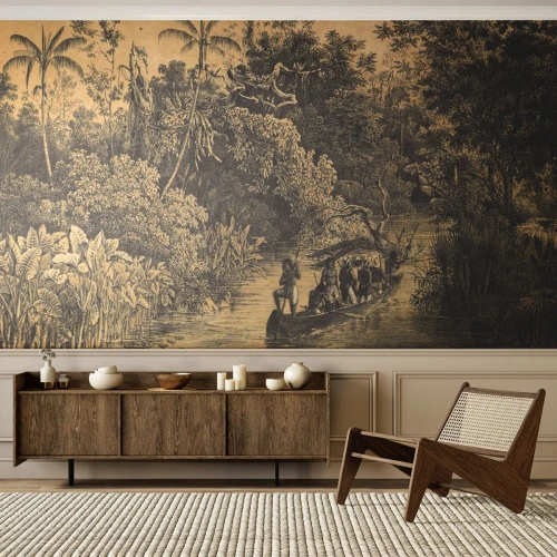 Fotobehang op maat Premium Canvas - Expeditie naar de bron - Oerwoud, Amazonië, Tropen