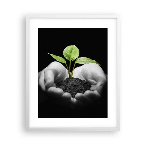 Poster in een witte lijst - Ik hou van de natuur, ik bescherm haar - 40x50 cm