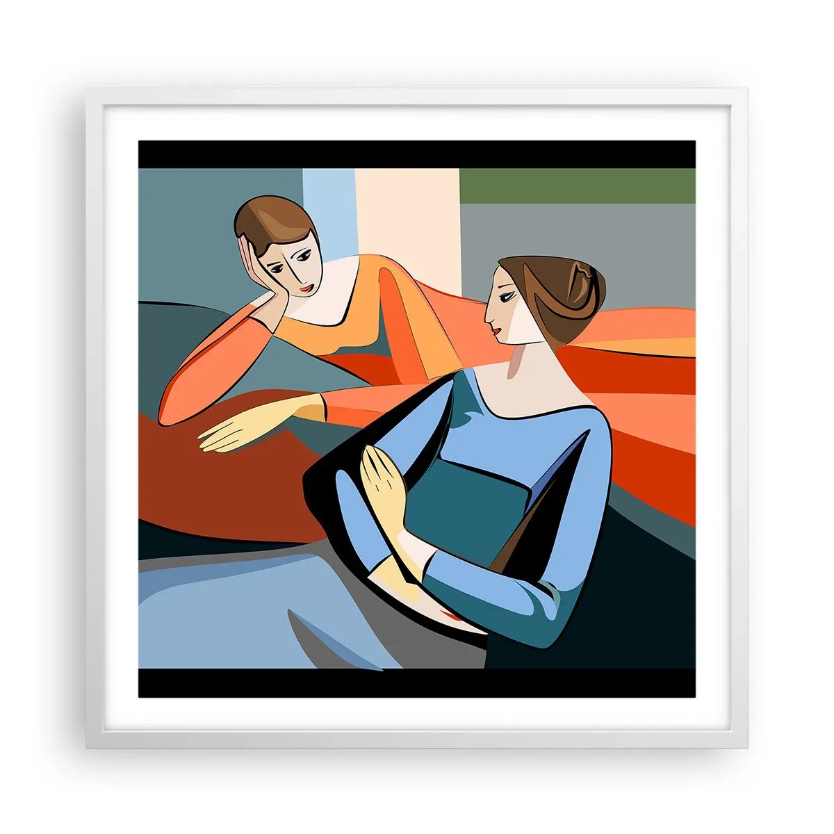 Poster in een witte lijst - Een moment van vertrouwen - 60x60 cm
