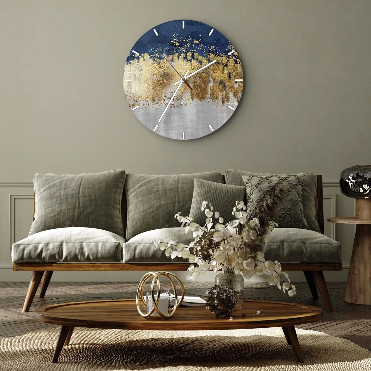 Wandklok - Klok - Een moderne compositie met sprankeling - 30x30 cm