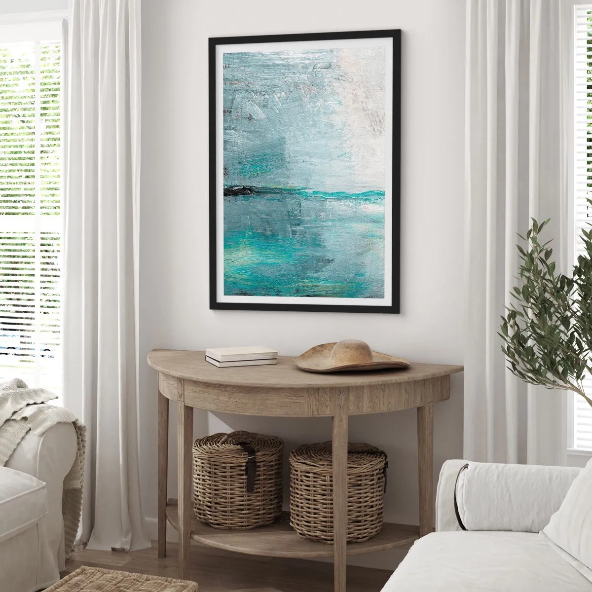 Poster in een zwarte lijst - Horizontaal in blauw - 40x50 cm