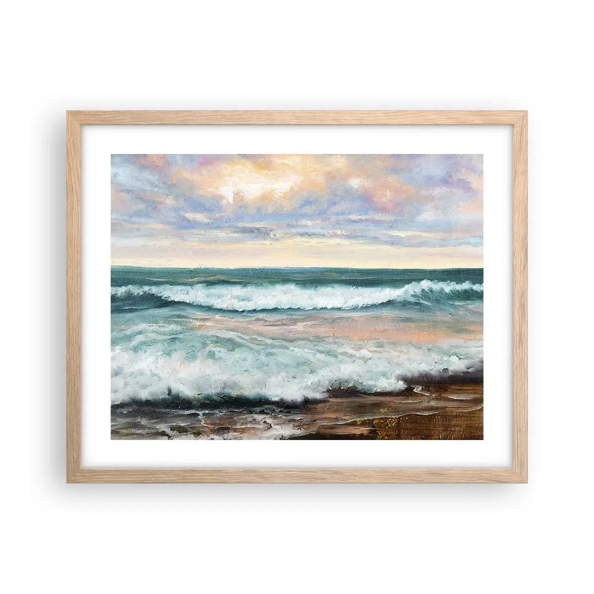 Een poster in een licht eiken lijst - Hier maak je je ziel glad - 50x40 cm