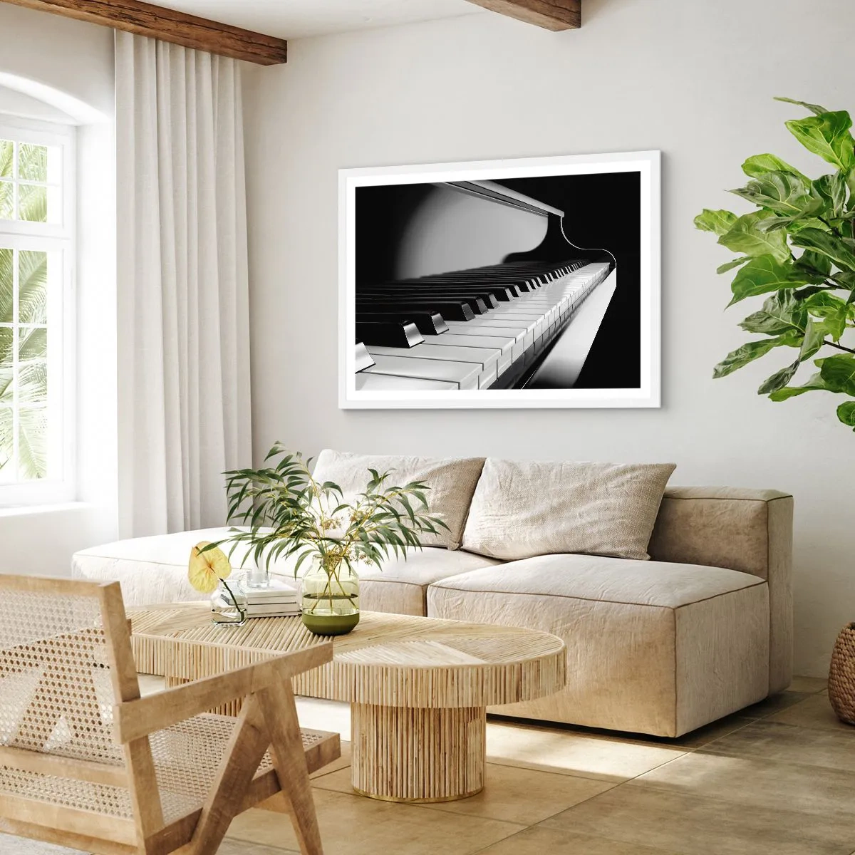 Poster in een witte lijst - Harmonie van vormen en kleuren - 91x61 cm