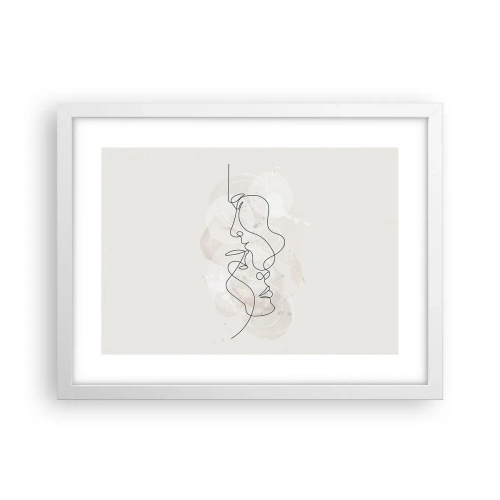 Poster in een witte lijst - Verstrikt in een omhelzing - 40x30 cm