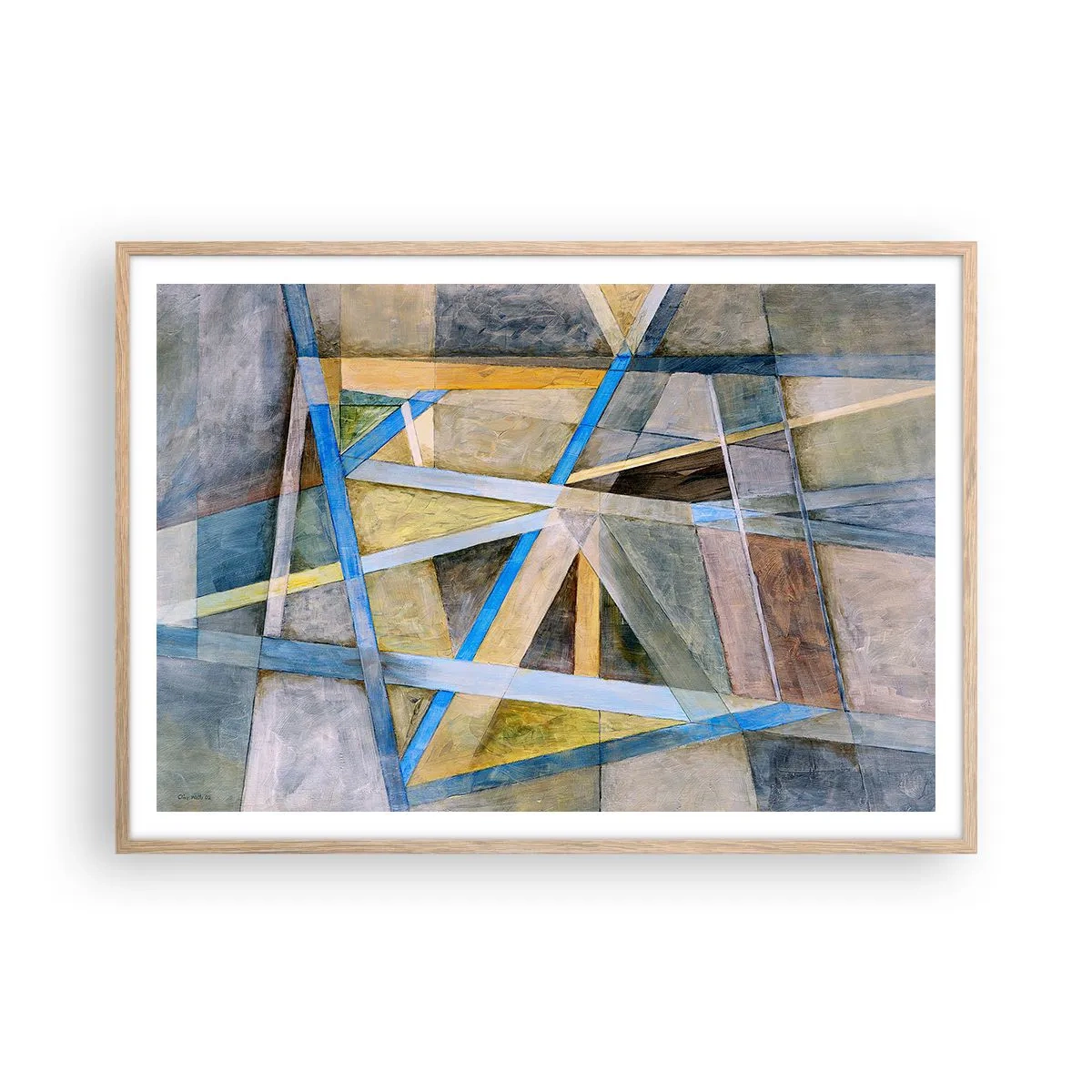 Een poster in een licht eiken lijst - Recht of diagonaal? - 100x70 cm