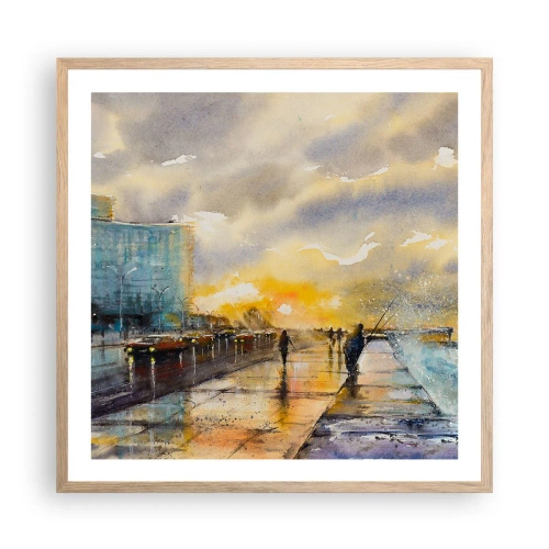 Een poster in een licht eiken lijst - Het leven aan de oever - 60x60 cm