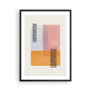 Poster in een zwarte lijst - Geometrische vormen in pastelkleuren met lijnaccenten - 50x70cm - Van hoek tot hoek - Moderne wanddecoratie voor woonkamer en slaapkamer ARTTOR