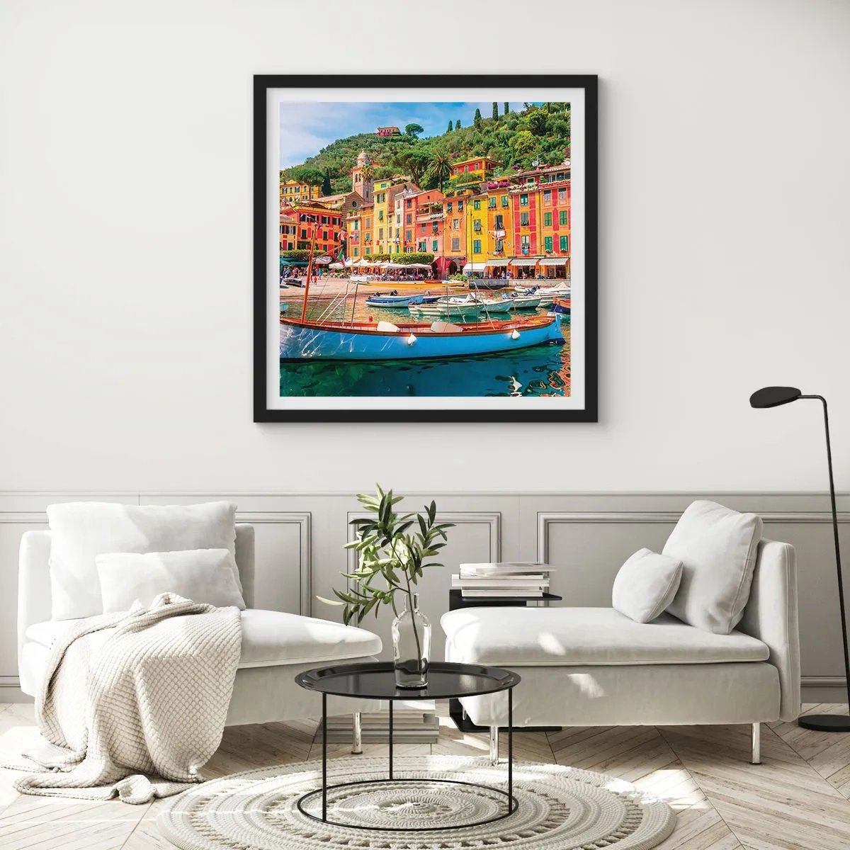 Poster in een zwarte lijst - Italiaanse ochtend - 30x30 cm