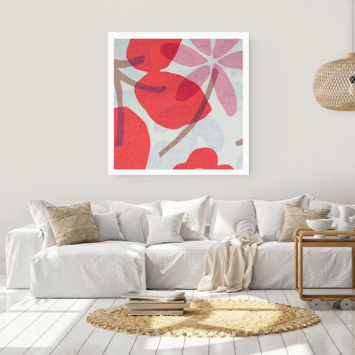 Poster - Bloemstuk in roze - 60x60 cm