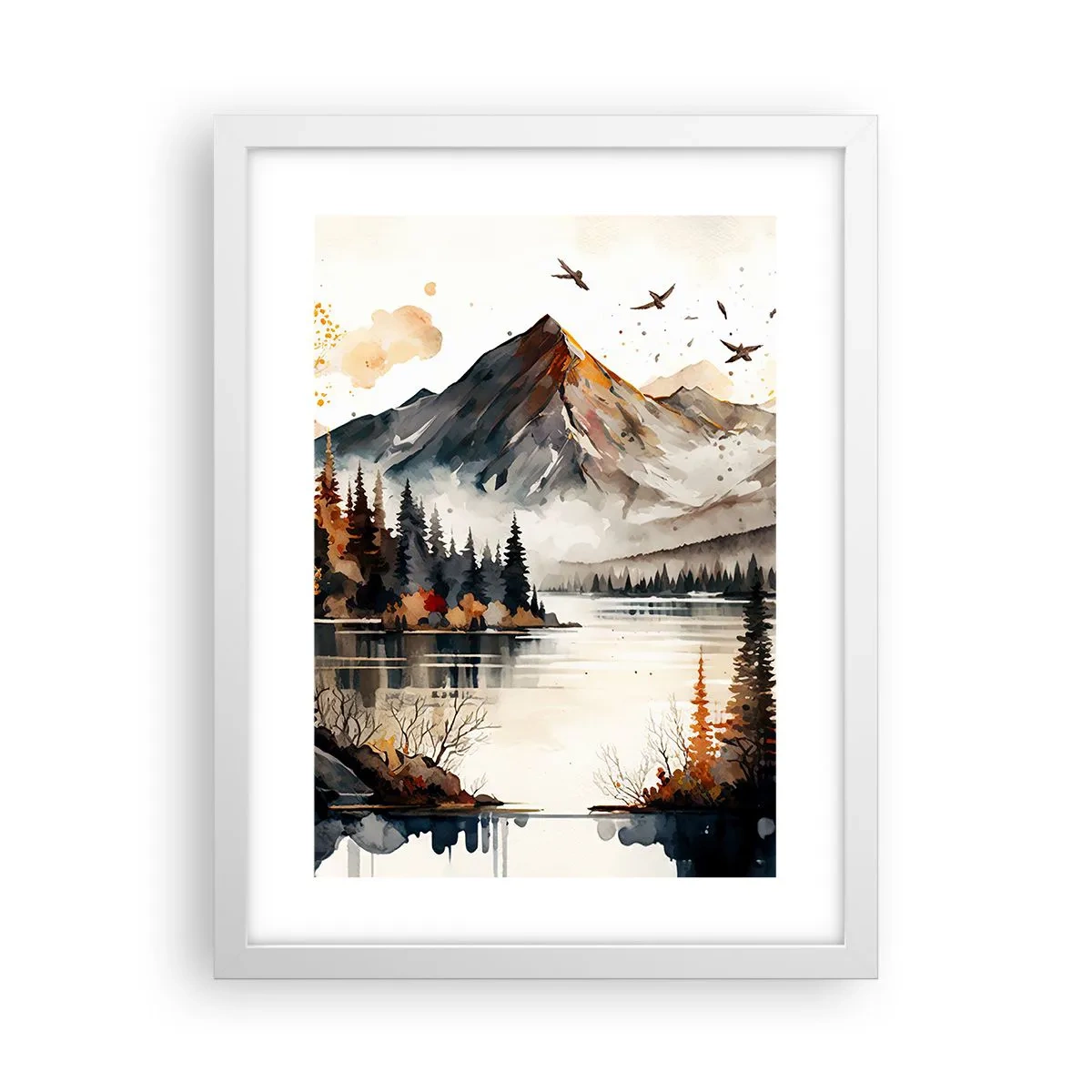Poster in een witte lijst - Gouden herfst in de bergen - 30x40 cm