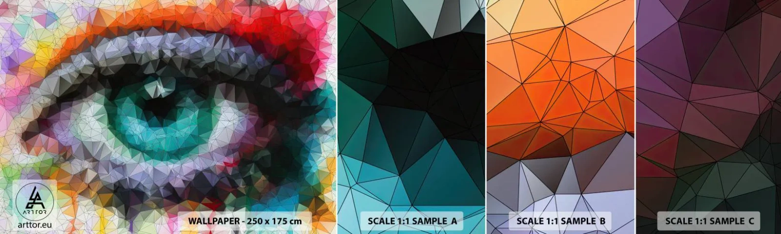 Fotobehang Monster Zelfklevend Deluxe Sticker - Kristallijne gloed van de ogen - Abstractie, Oog, Grafisch - 100x30 cm