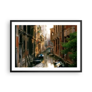 Poster in een zwarte lijst - In een Venetiaans steegje - 70x50 cm
