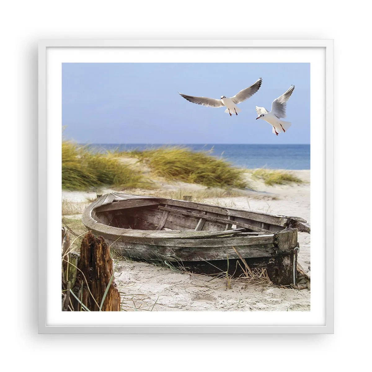 Poster in een witte lijst - Badend in de wind - 60x60 cm
