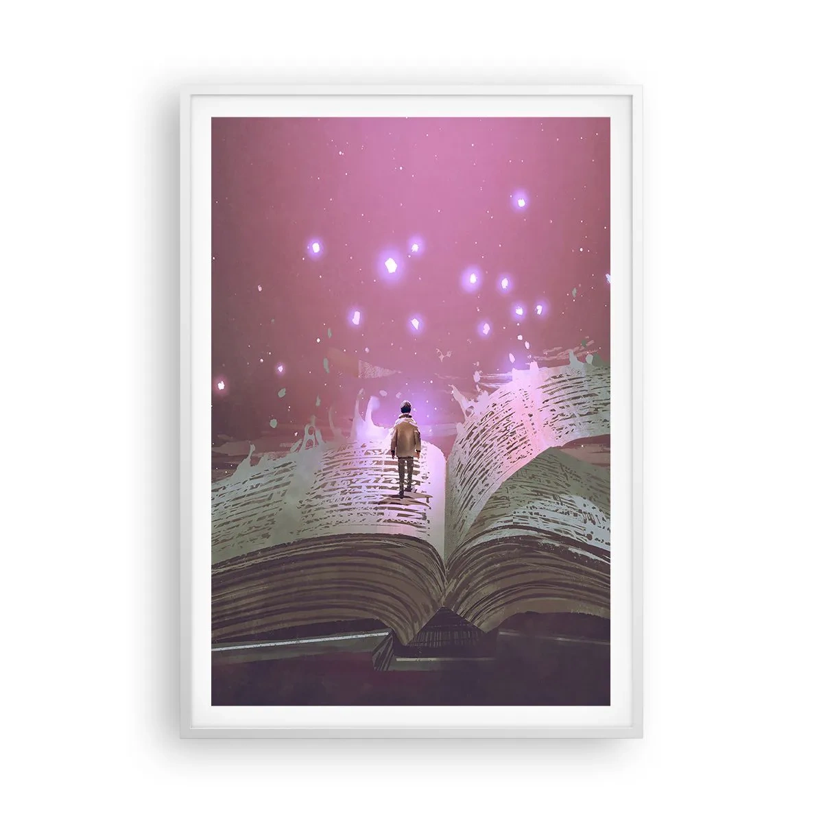 Poster in een witte lijst - Uitnodiging voor een andere wereld - lees! - 70x100 cm