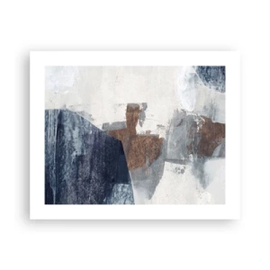 Poster - Blauwe en bruine vormen - 50x40 cm