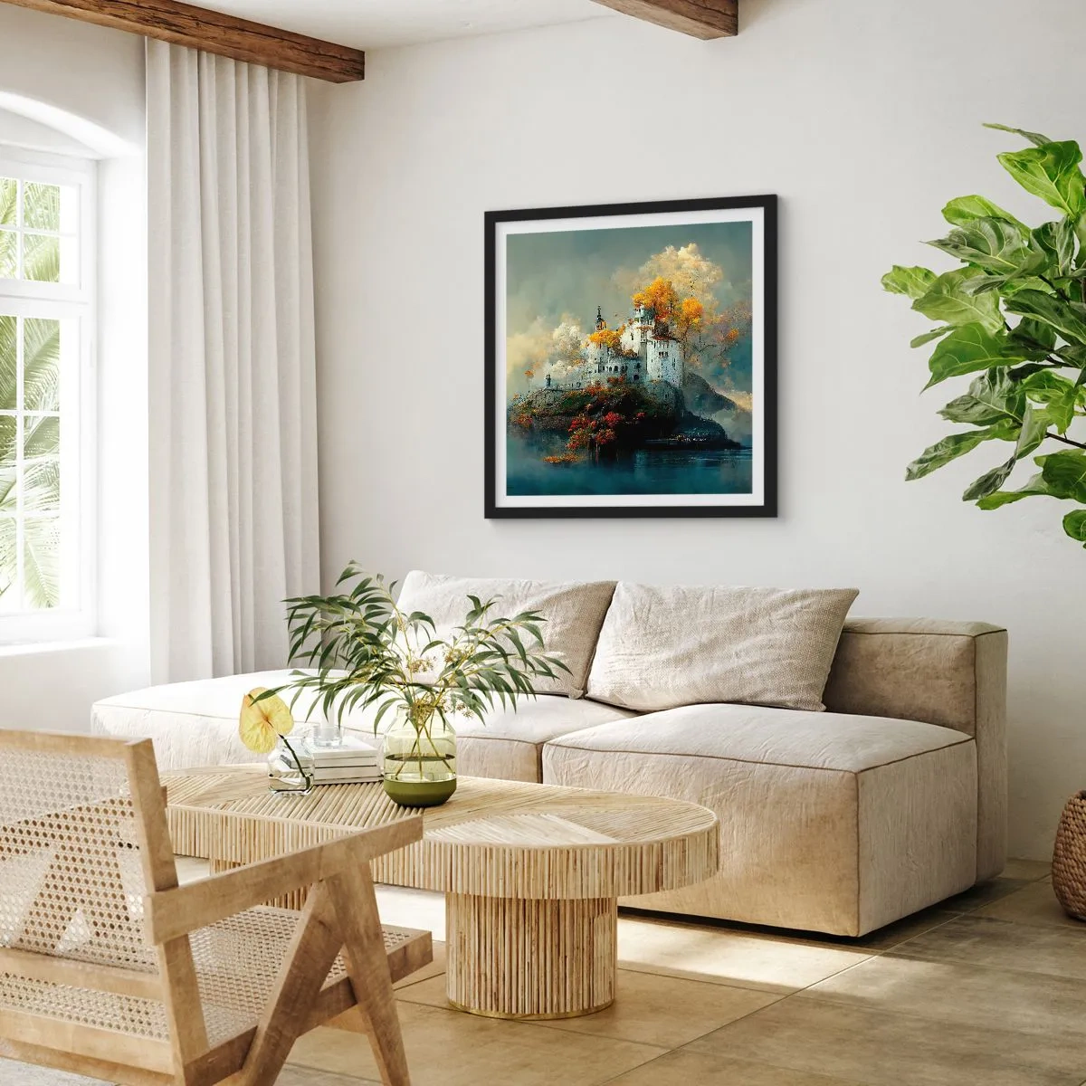 Poster in een zwarte lijst - Het begin van een romantisch verhaal - 40x40 cm