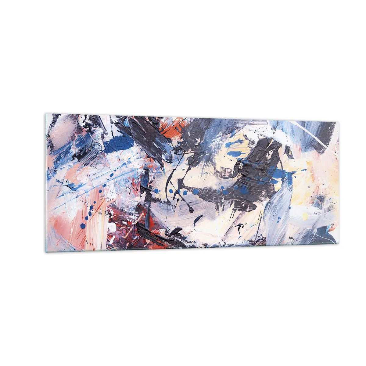 Schilderen op glas - Gekke dans van abstractie - 100x40 cm