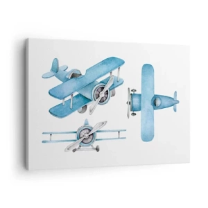 Schilderen op canvas - Blauwe retrovliegtuigen - 70x50cm - Een geboren winnaar - Moderne wanddecoratie voor woonkamer en slaapkamer ARTTOR