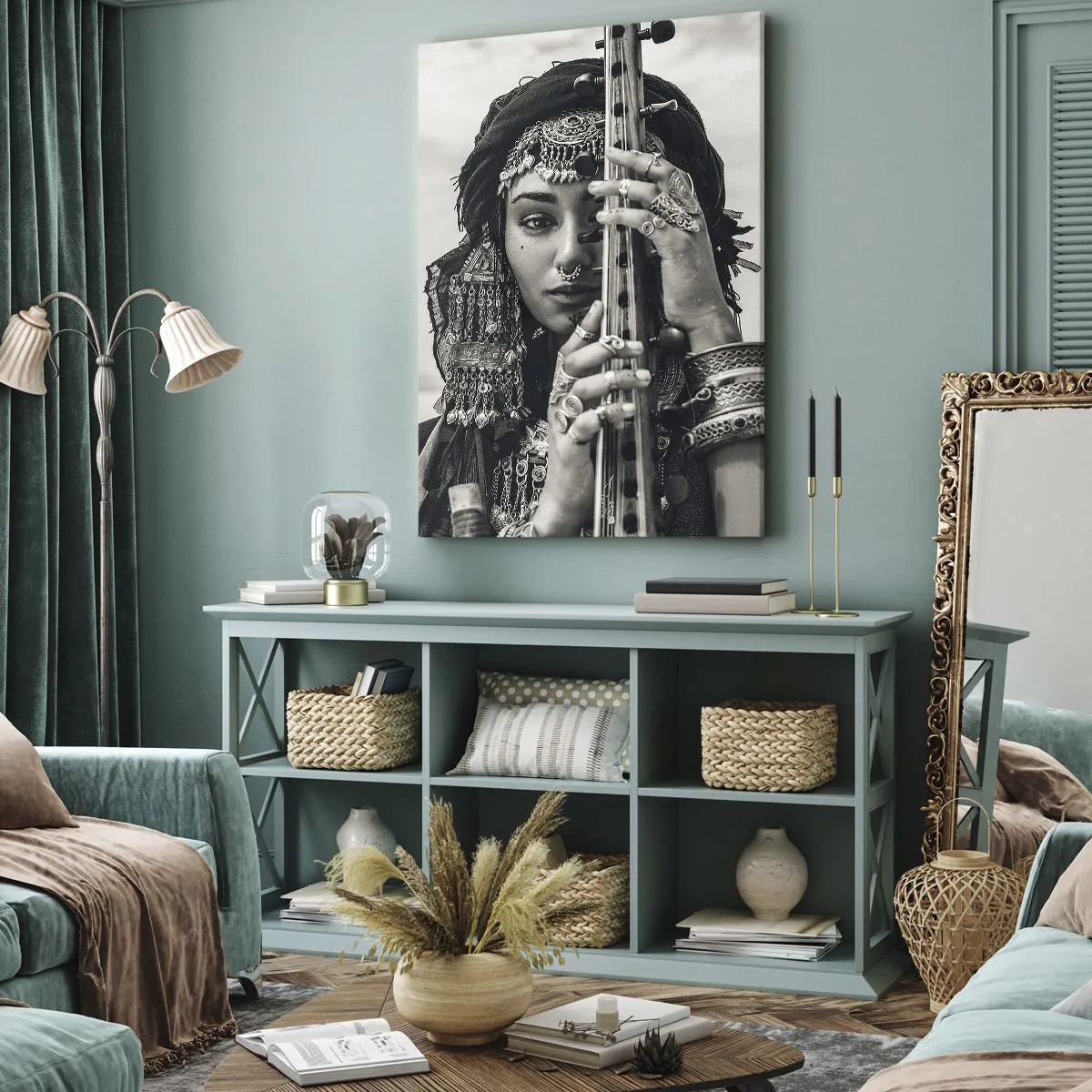 Schilderen op canvas - De muziek van het Oosten zelf - 65x120 cm