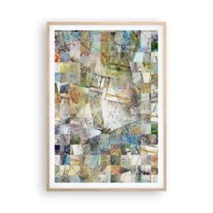 Een poster in een licht eiken lijst - Geometrische schuifeling - 70x100 cm